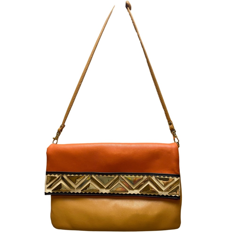 Vintage ALDO Crossbody Bag Clutch Purse Orange Colorblock‎ Removable Strap